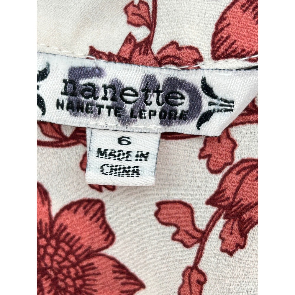 Nanette Lepore Pink Floral Sleeveless Belted Midi Shirtdress Size 6 Burgundy - Picture 15 of 16